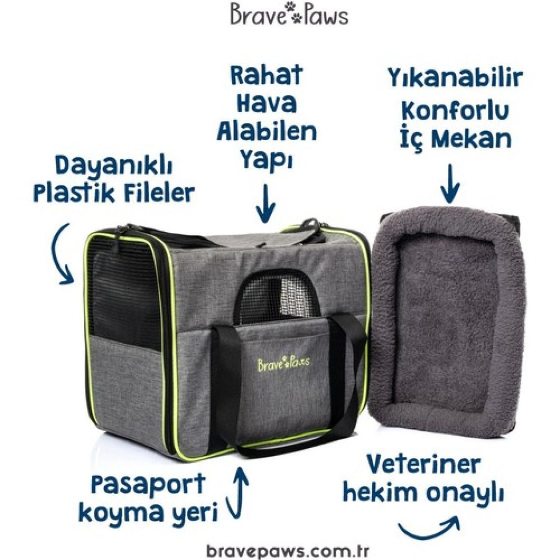 BRAVE PAWS Kedi Köpek Taşıma Çantası  Kare Model Yırtılmaz Plastik Fileli