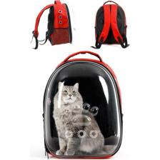 Astronot Şeffaf Kedi ve Köpek Taşıma Çantası  Kırmızı