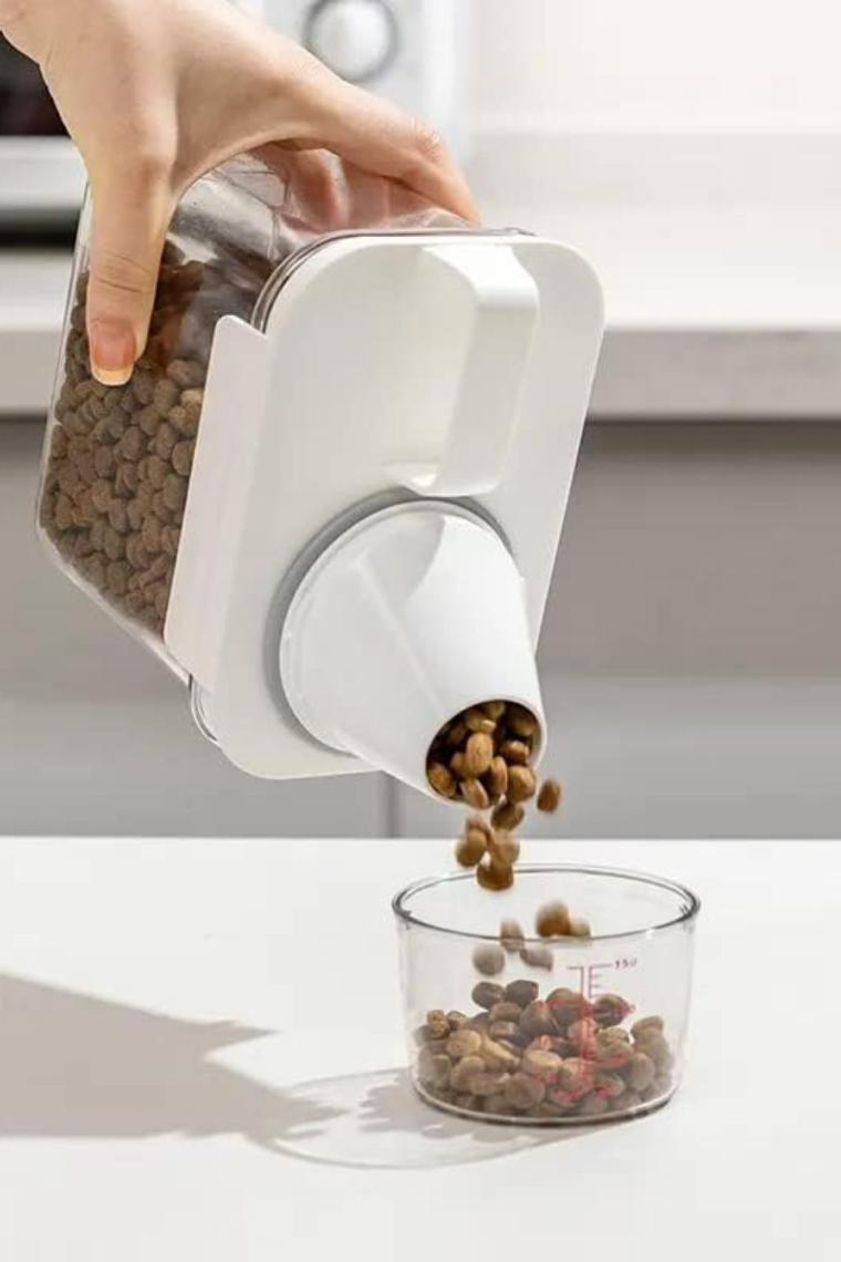 Grimor Life 3 Lü Sızdırmaz Depolama Kedi Köpek Mama Saklama Kabı- Ölçekli Erzak Depolama 1100 ml 1800 ml 2300 ml