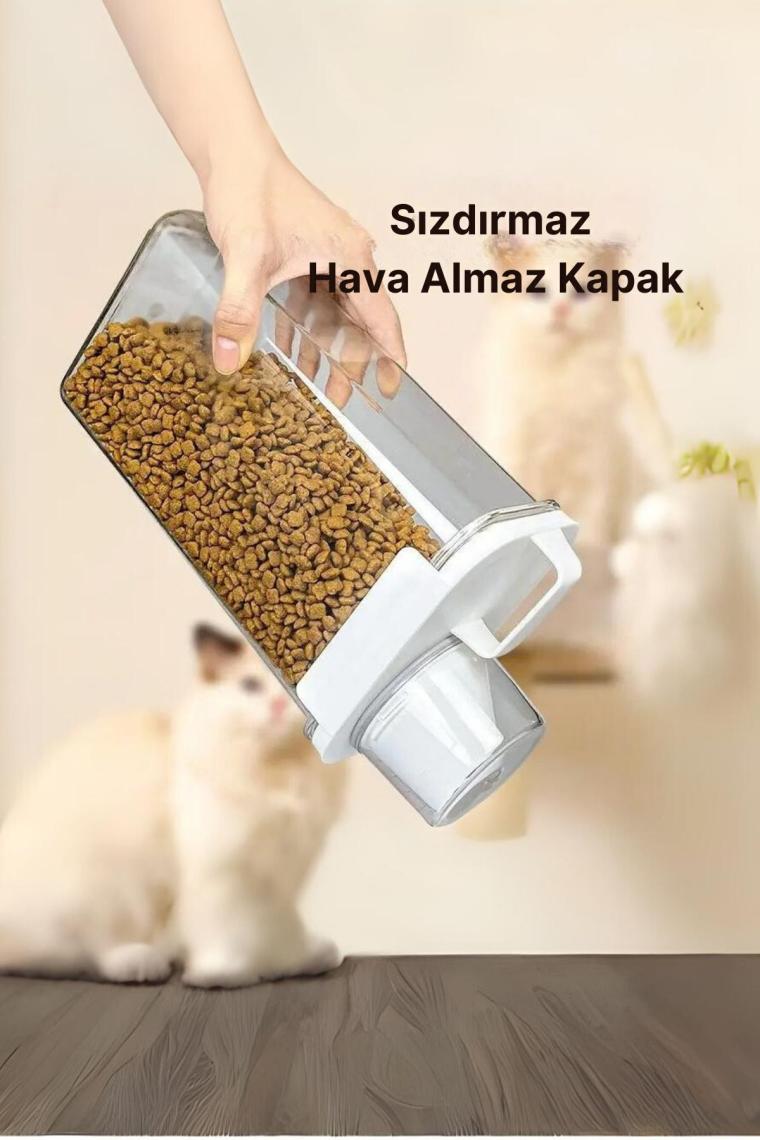 Grimor Life 3 Lü Sızdırmaz Depolama Kedi Köpek Mama Saklama Kabı- Ölçekli Erzak Depolama 1100 ml 1800 ml 2300 ml