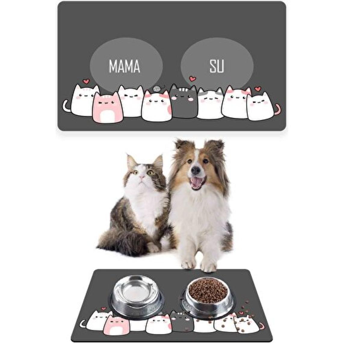 PatiPeti Kediler Gri Kalp Kedi Köpek Mama Altlığı Mama Paspası 50X35CM