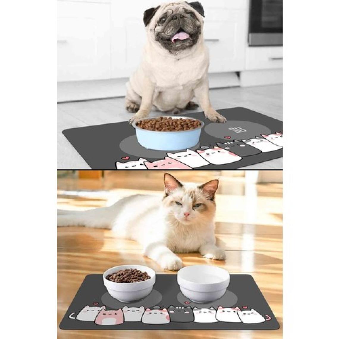 PatiPeti Kediler Gri Kalp Kedi Köpek Mama Altlığı Mama Paspası 50X35CM