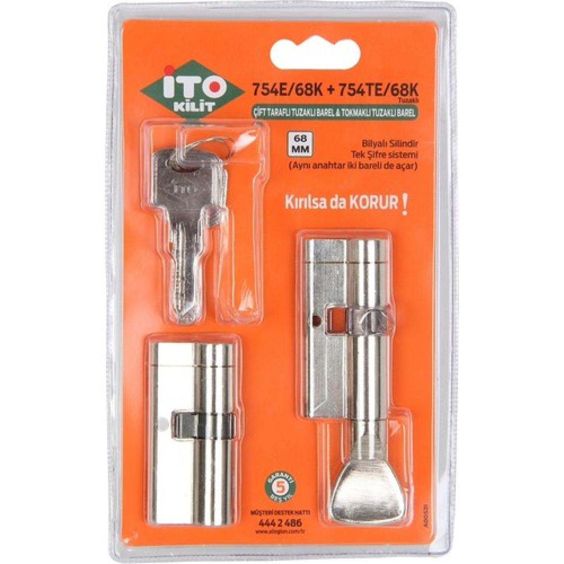 Ito Tuzaklı Ikiz Barel Birbirini Açar Set 68MM Çelik Kapı Kilidi 754E754TE