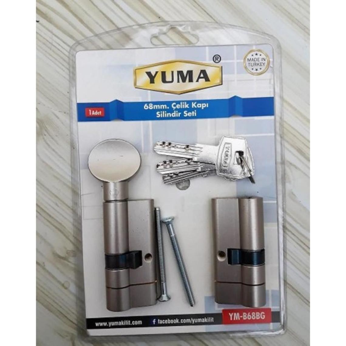 Yuma 68 mm Çelik Kapı Kilidi Silindir Barel 2 Li Seti
