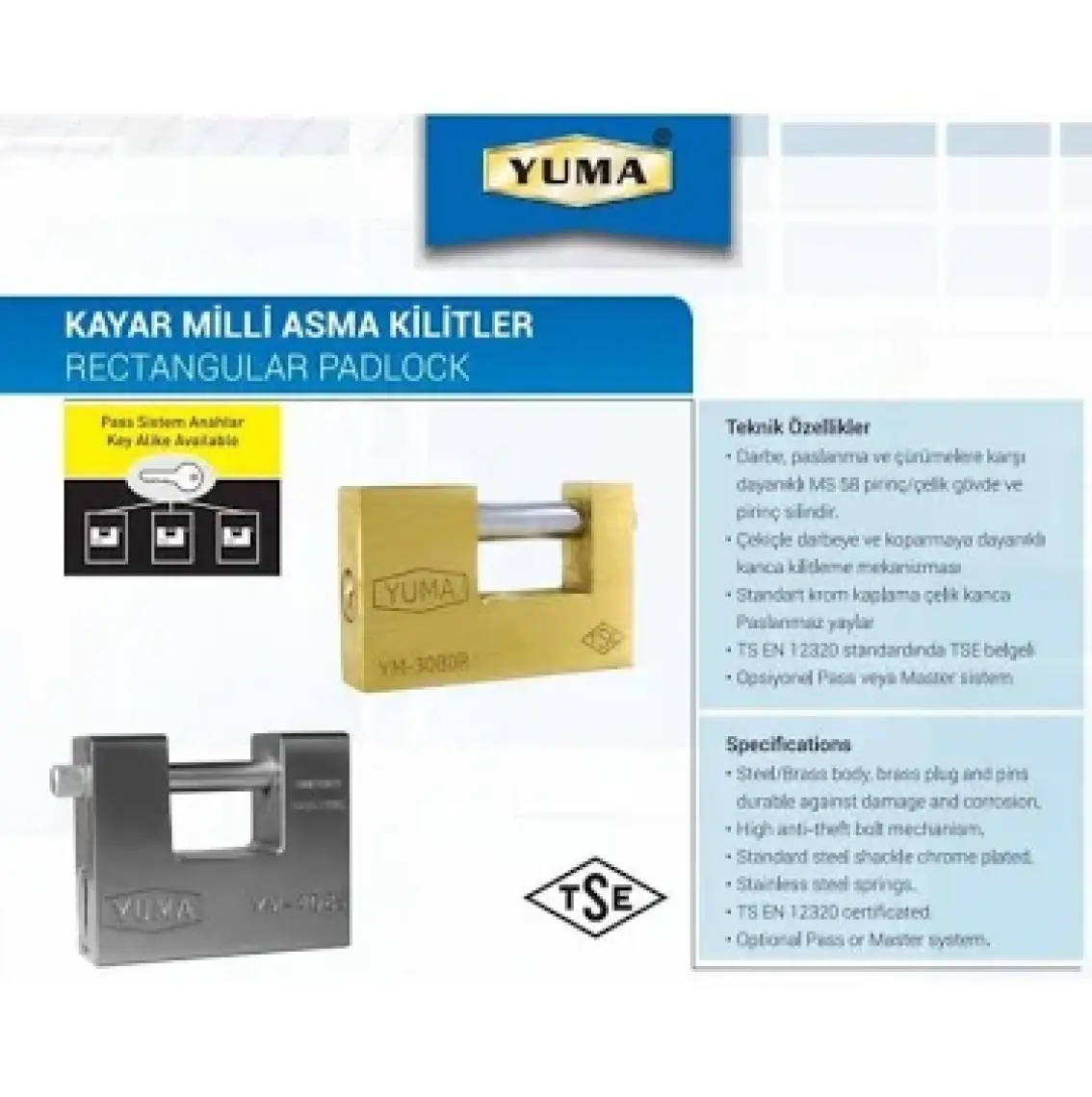 - Kayar Milli Asma Kilit 80 Mm Ym3080r Ym-3080