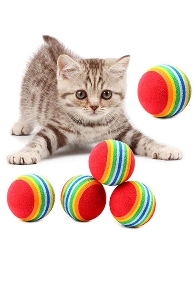 Real West 3lü Gökkuşağı Sünger Kedi Köpek Çiğneme Oyun Topu 4,2 cm
