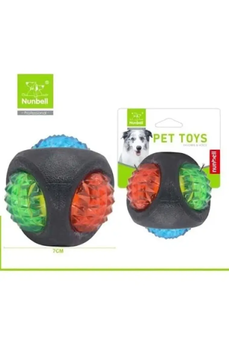 Nunbell Işıklı Kauçuk Köpek Top Oyuncağı 8 cm