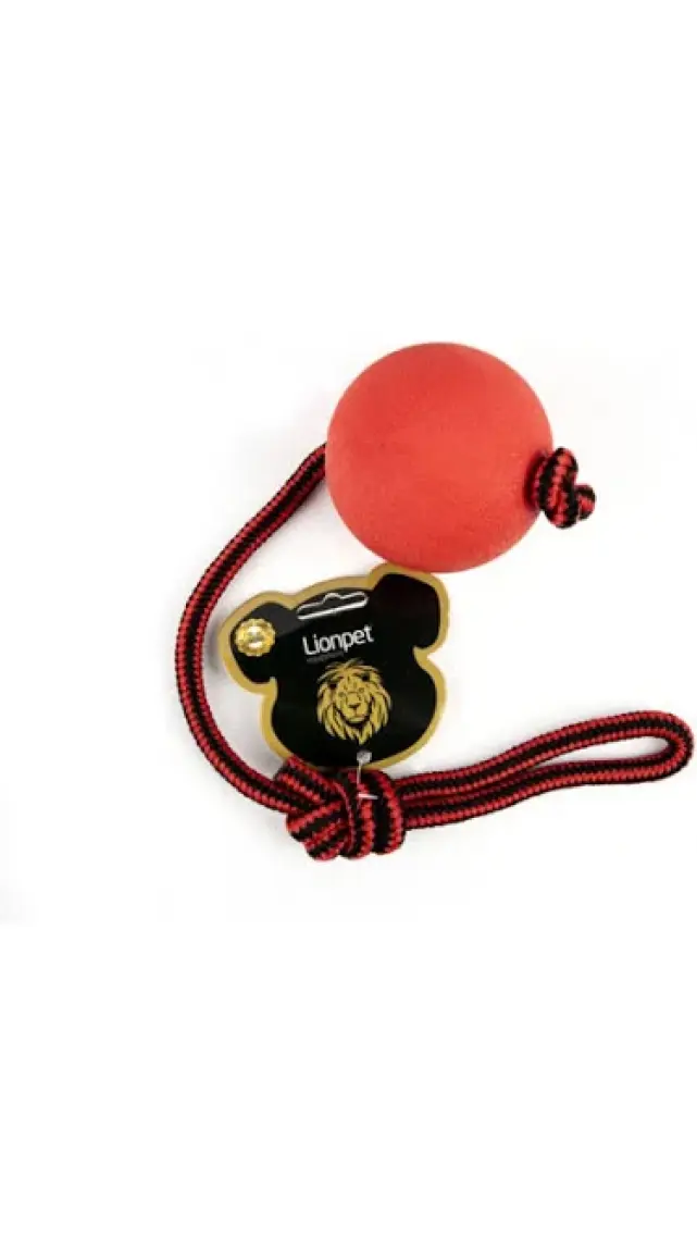 Lion Pet Köpek Oyuncağı Büyük Köpekler Için Ipli Kauçuk  Top 7 cm