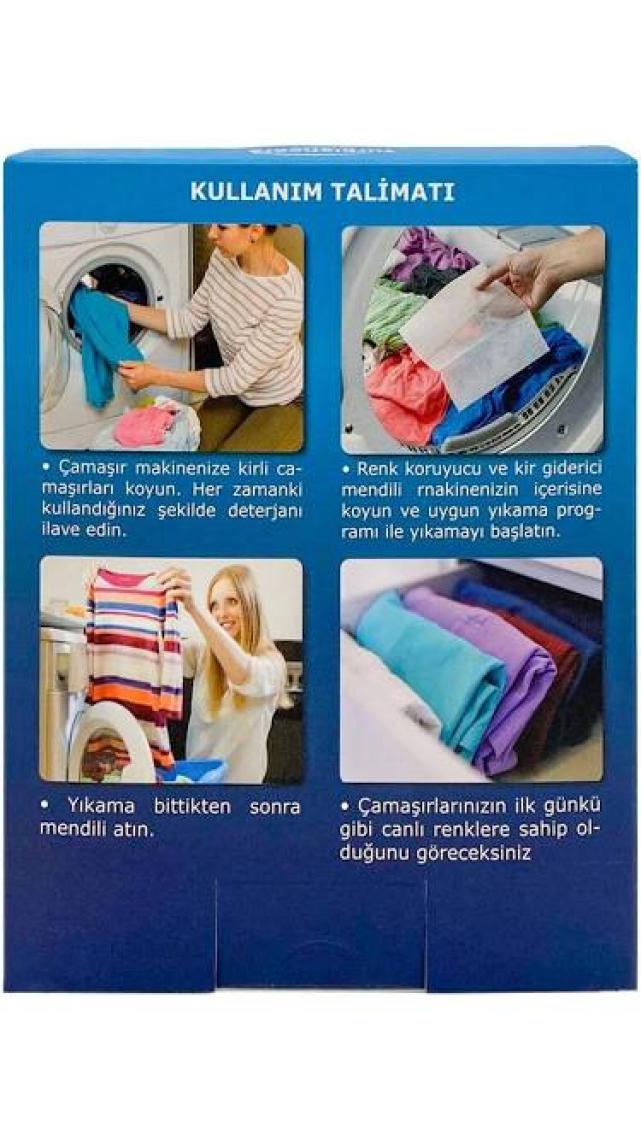 Turkishcare Renk Koruyucu Çamaşır Mendili 12'Li Paket – Türkiye Üretimi Konsantre Formül, Canlı Renkleri Uzun Süre Korur