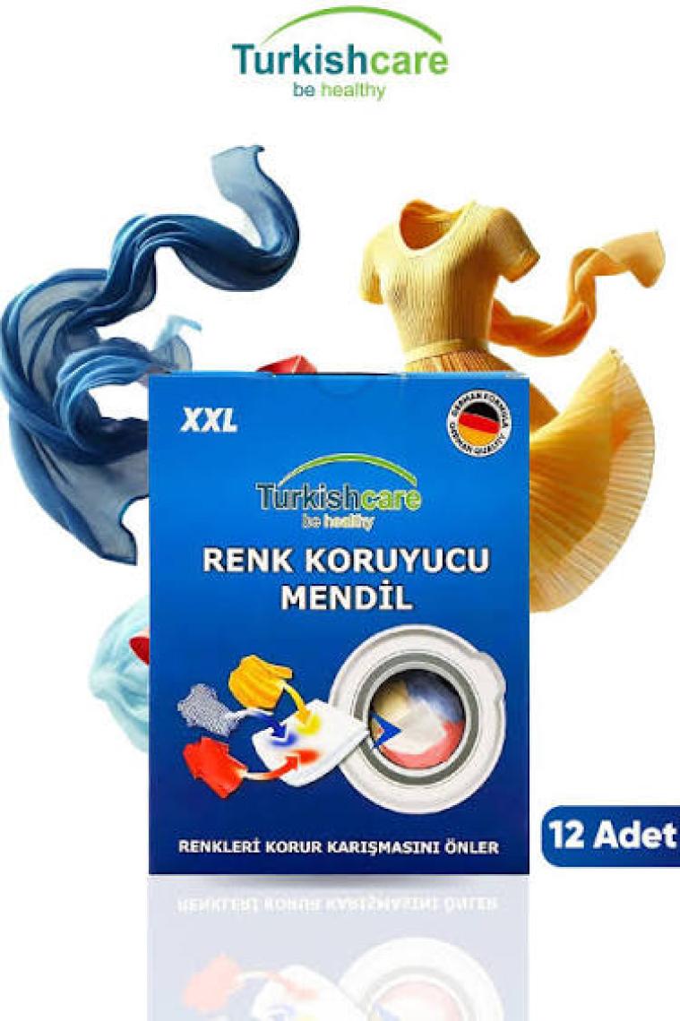 Turkishcare Renk Koruyucu Çamaşır Mendili 12'Li Paket – Türkiye Üretimi Konsantre Formül, Canlı Renkleri Uzun Süre Korur