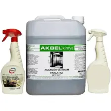Akbel Asansör ve Krom Parlatıcı 5 LT + Çok Amaçlı Genel Temizlik Spreyi ve Uygulama Spreyi