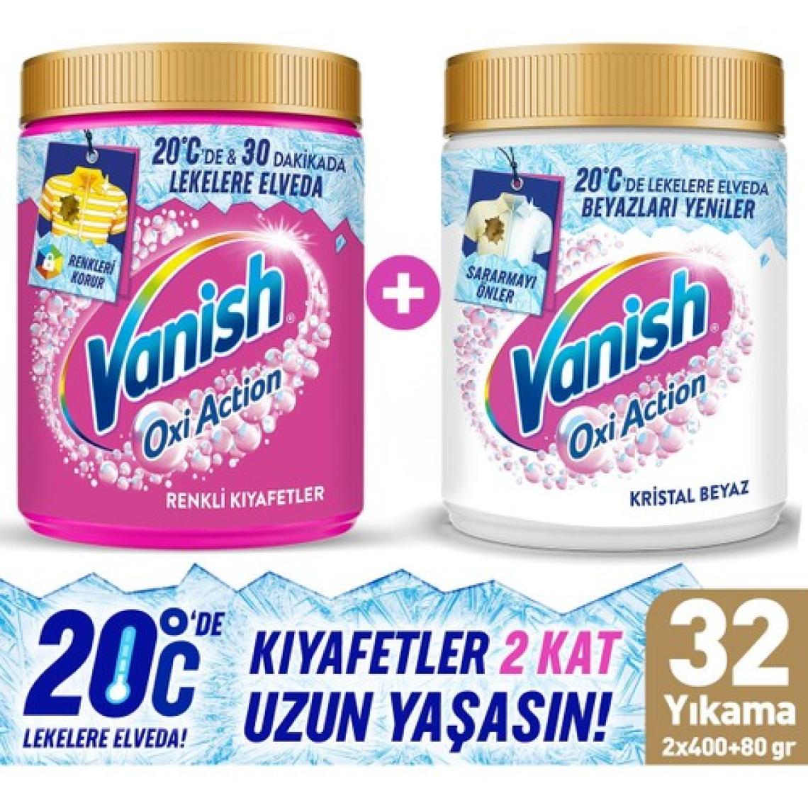 Vanish Multipower Toz Leke Çıkarıcı Deterjan  480gr Pembe + 480gr Beyaz