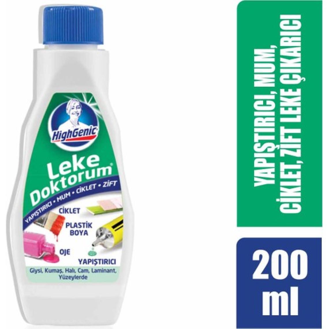 HighGenic Leke Doktorum YAPIŞTIRICI, SAKIZ, ZİFT, MUM Leke Çıkarıcı 200 ml