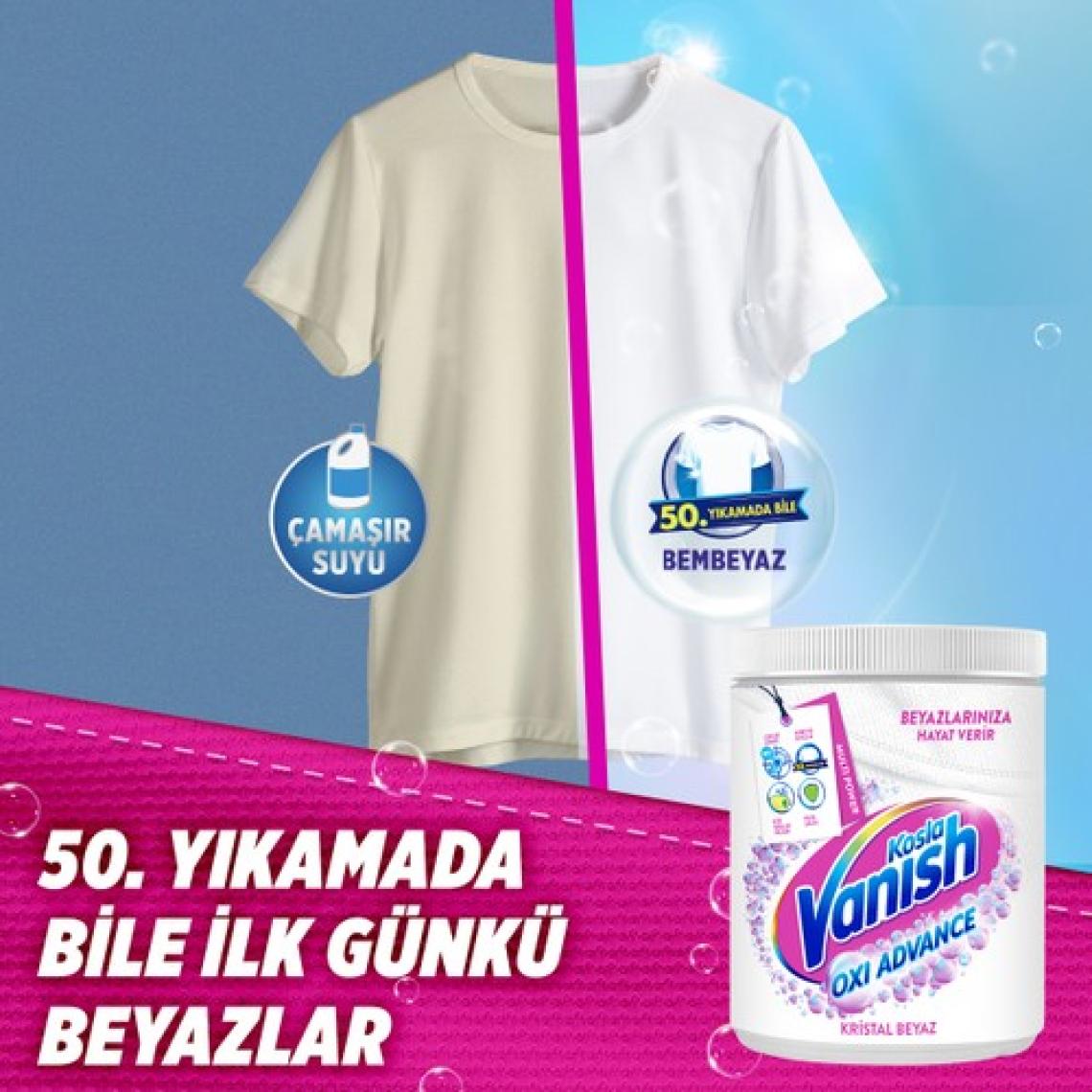 Vanish Kosla Multipower Kristal Beyaz Beyazlar için Leke Çıkarıcı ve Deterjan Güçlendirici Toz 800 g