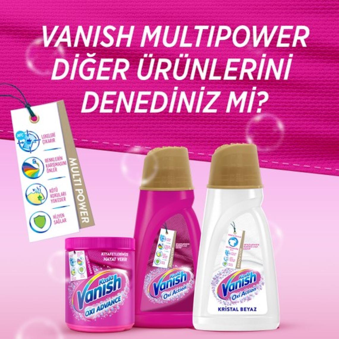 Vanish Kosla Multipower Kristal Beyaz Beyazlar için Leke Çıkarıcı ve Deterjan Güçlendirici Toz 800 g