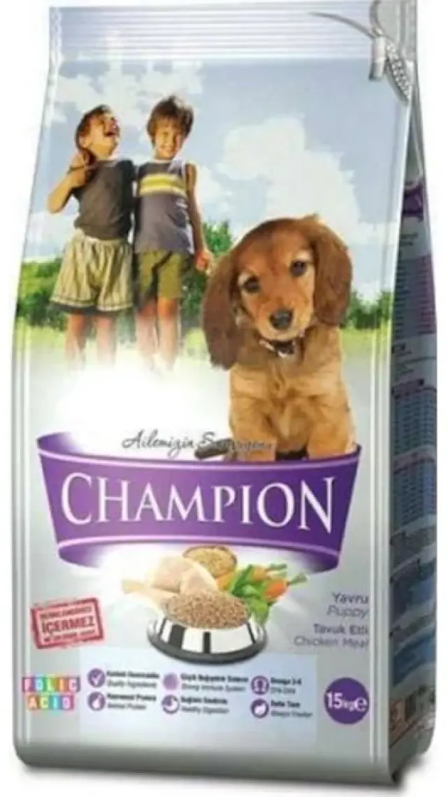 Champion Folik Asit Katkılı Tavuk Etli Yavru Köpek Maması 15 Kg FD*
