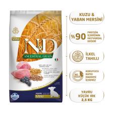 N&amp;D Ancestral Grain Düşük Tahıllı Kuzu Etli ve Yaban Mersinli 2.5 kg Küçük Irk Yavru Köpek Maması