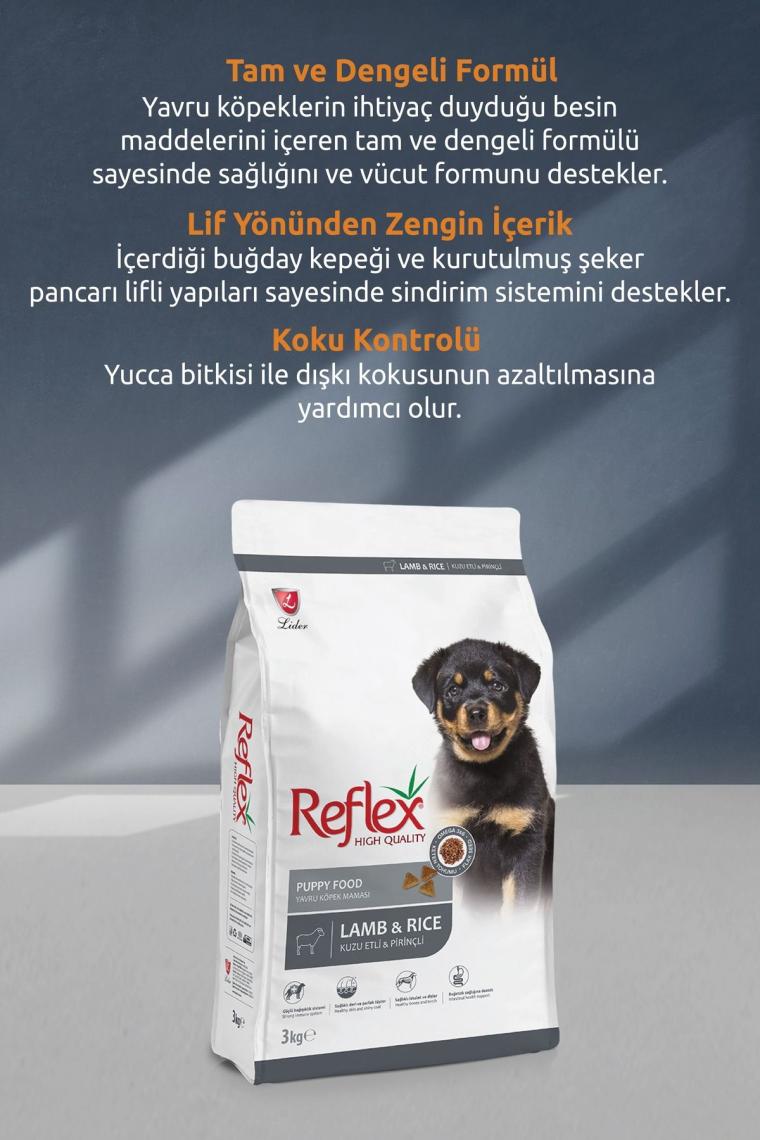 Reflex Puppy Kuzu Etli Yavru Köpek Maması 3 kg