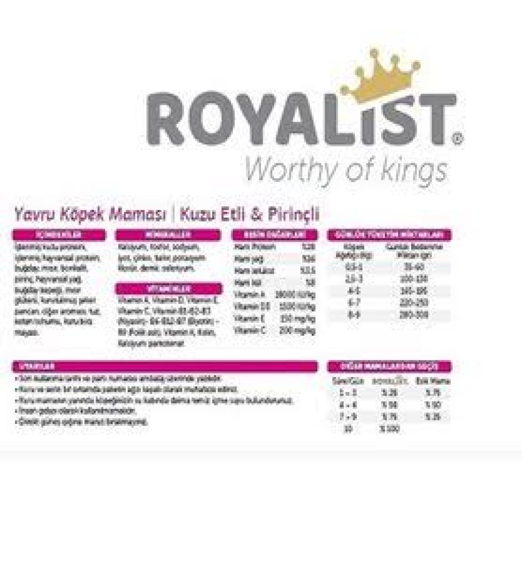 Royalist Premium Kuzu Etli ve Pirinçli Yavru Köpek Maması 3 kg