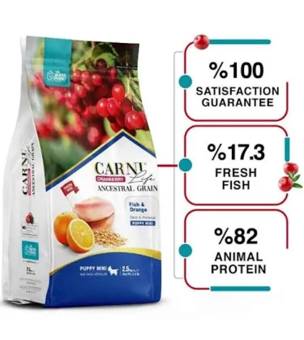 Carni Life Cranberry Balık ve Portakallı Mini Irk Yavru Köpek Maması 2,5 kg