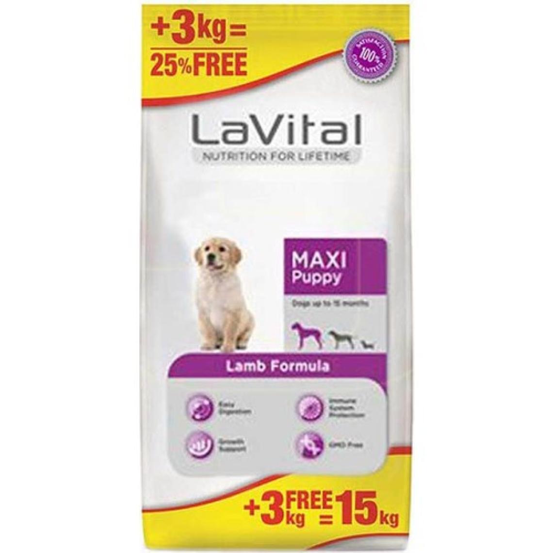 LaVital Maxi Puppy Kuzu Etli 12 kg + 3 kg Büyük Irk Yavru Köpek Maması