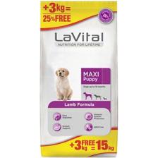 LaVital Maxi Puppy Kuzu Etli 12 kg + 3 kg Büyük Irk Yavru Köpek Maması