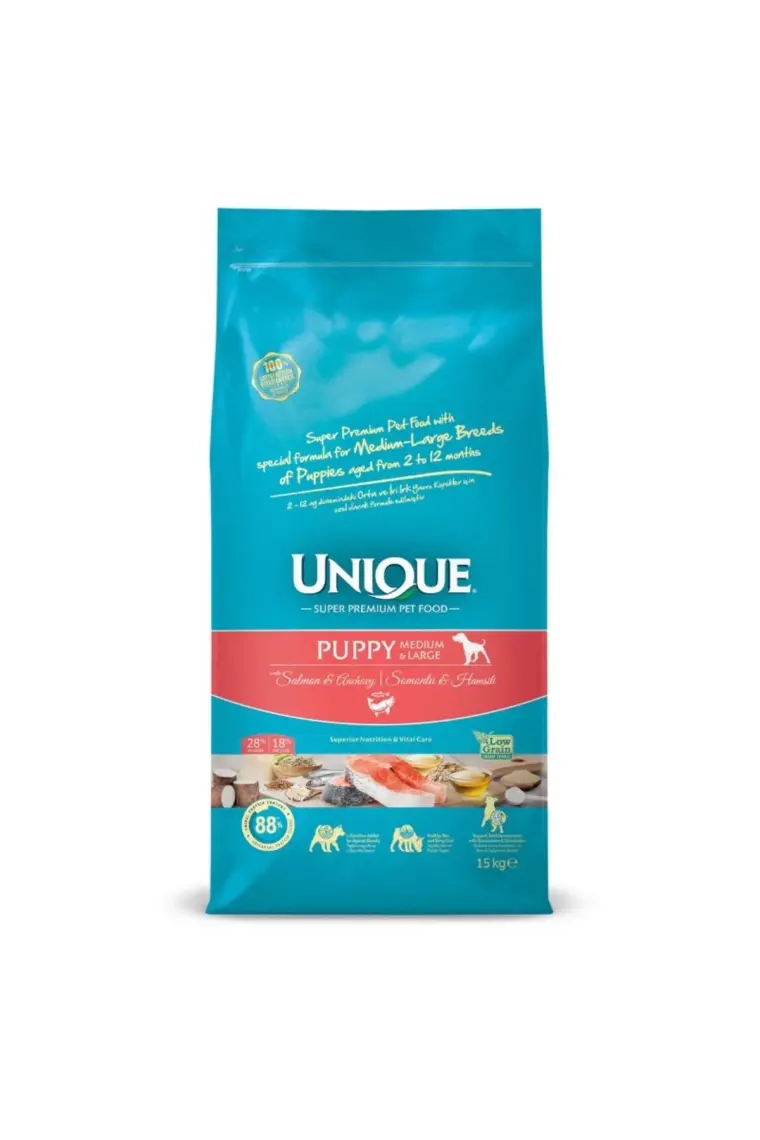 Unique Orta ve Iri Irk Yavru Köpek Maması Somonlu&hamsili 15 kg