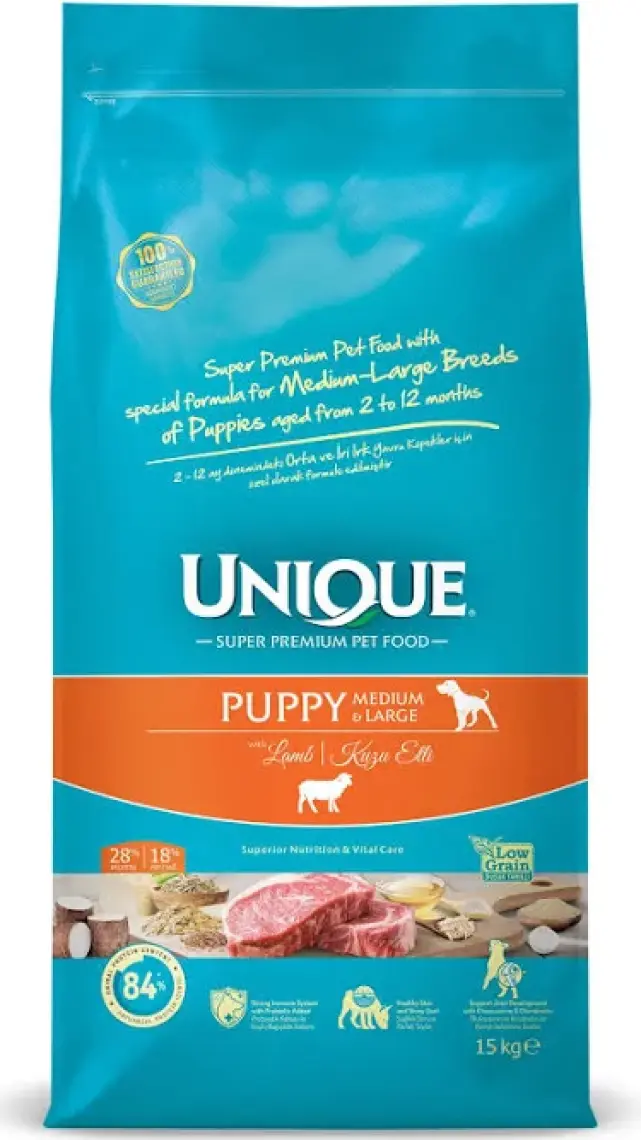 Unique Orta ve Iri Irk Yavru Köpek Maması Kuzu Etli 15 kg