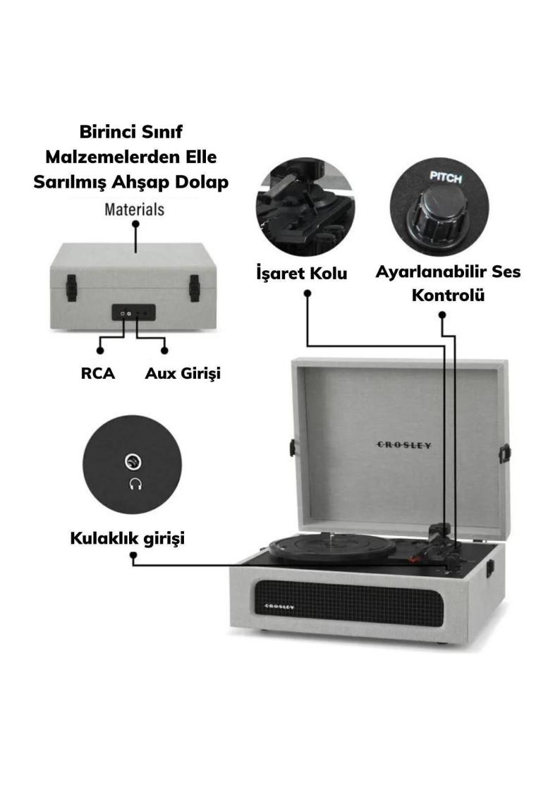 Vintage Bluetooth Alıcılı Ve Taşınabilir Müzik Pikap