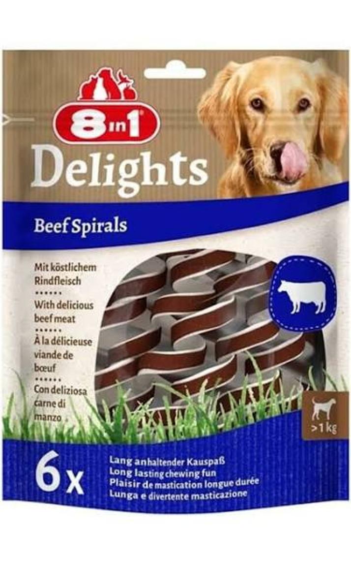 8in1 Smart Delights Beef Spirals Biftekli Burgu Köpek Ödülü 6lı