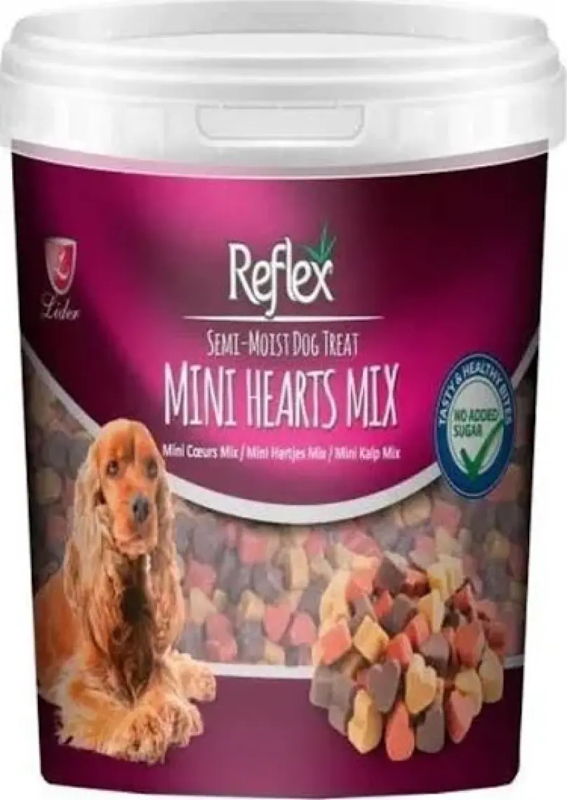 Reflex Karışık Renkli Mini Kalpli Yarı Yumuşak Köpek Ödül Maması 500 gr