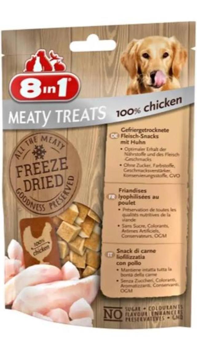 8in1 Freeze Dried Tahılsız Tavuklu Kurutulmuş Köpek Ödülü 50 Gr