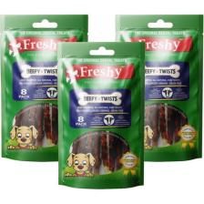 Freshy Beefy Twists - 3'lü Set - 24 Adet grerçek Dana Etli Natural Burgru Çubuk