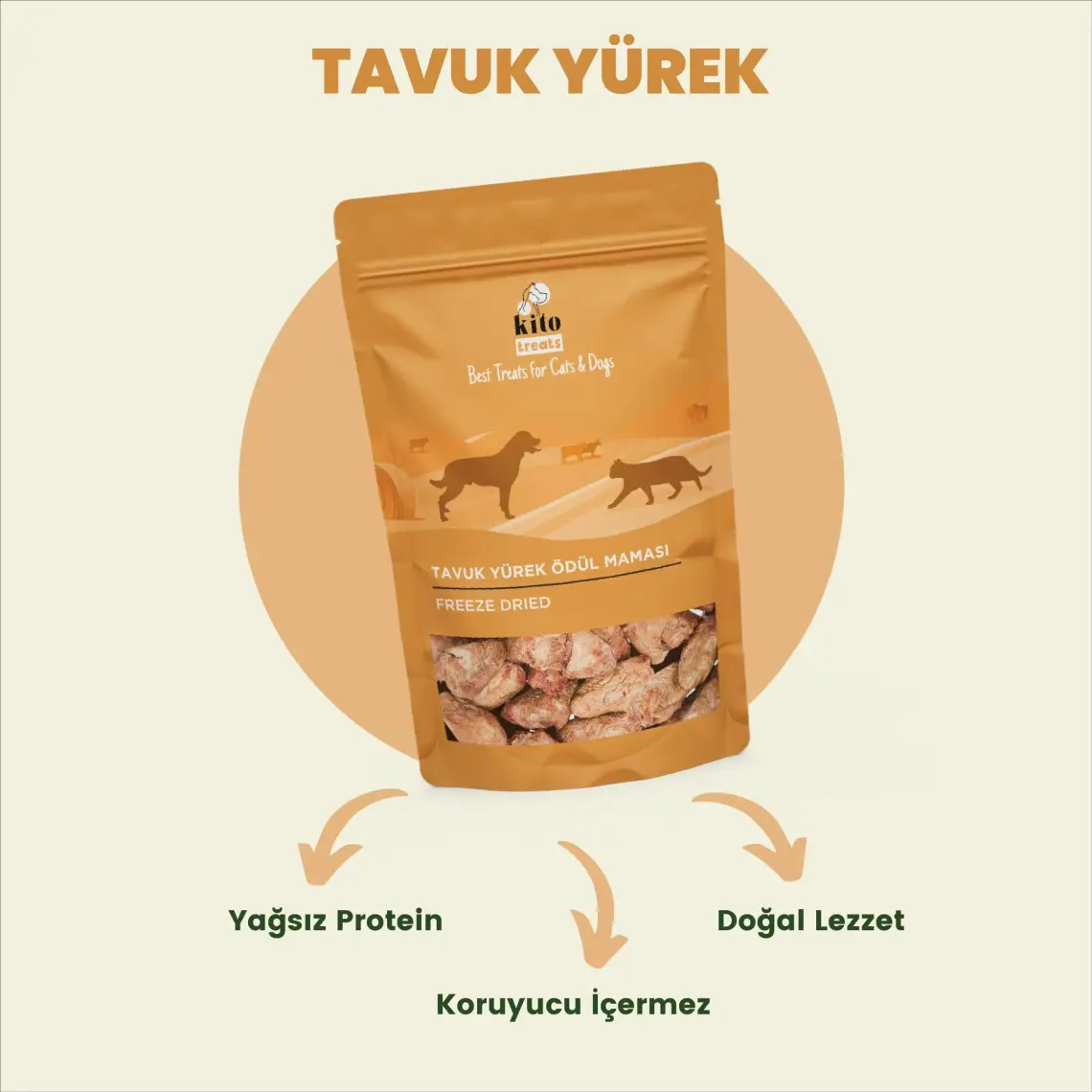 Kito Freeze Dried Tavuk Yürek Köpek Ödül Maması %100 Doğal, Glutensiz 30 gr(Dog Treat)