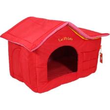 La Vista  Çatılı Kedi ve Köpek Evi Kırmızı Kadife Iç Mekan