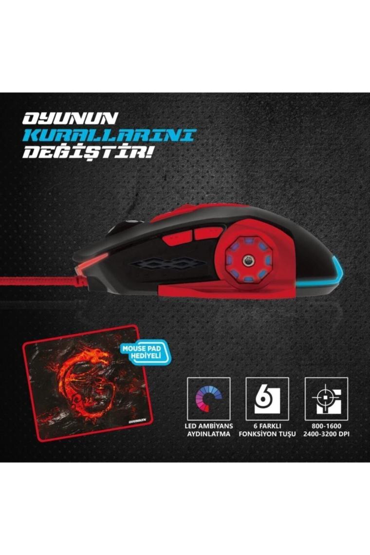 Smart Pgm03 Led Işıklı Oyuncu Mouse + Mousepad