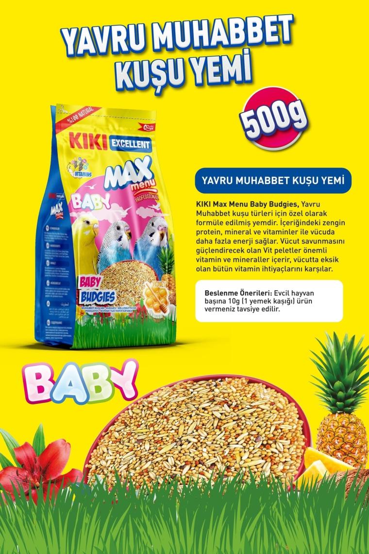 Kuş Max Menu Baby Budgies Yavru Muhabbet Kuşu Yemi 500 Gr. Kb303