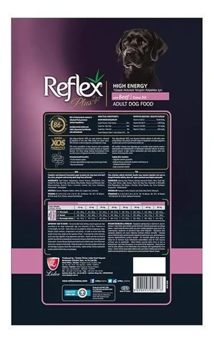 Reflex  Plus Yüksek Aktiviteli Yetişkin Köpekler İçin Dana Etli Köpek Maması 3 Kg