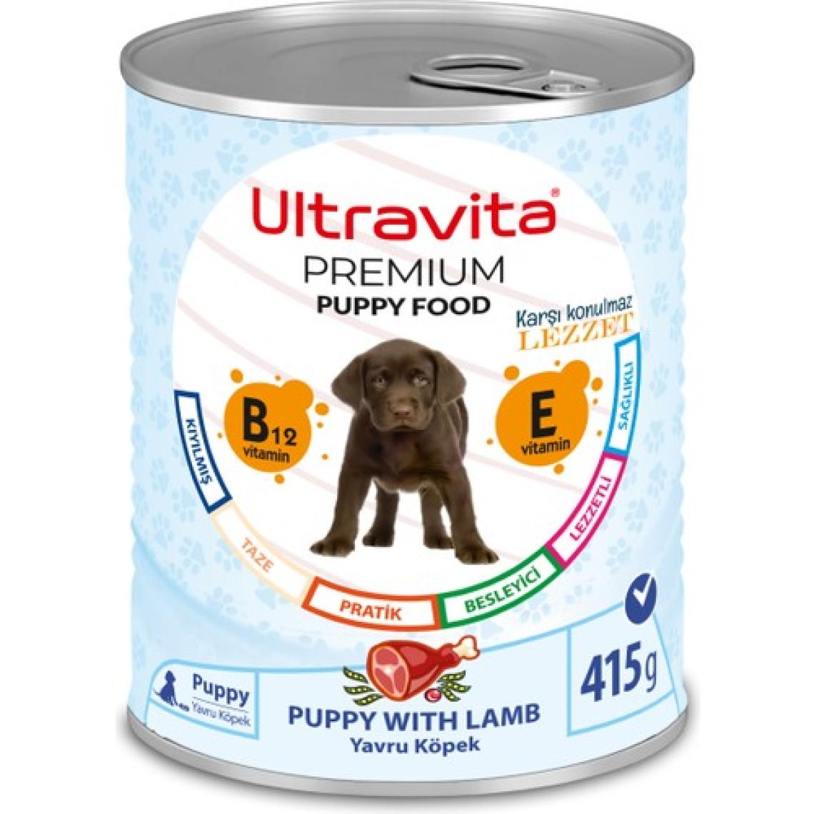 Ultravita Premium Yüksek Proteinli Kuzu Etli Konserve Yaş Yavru Köpek Maması 415GRX24 Adet