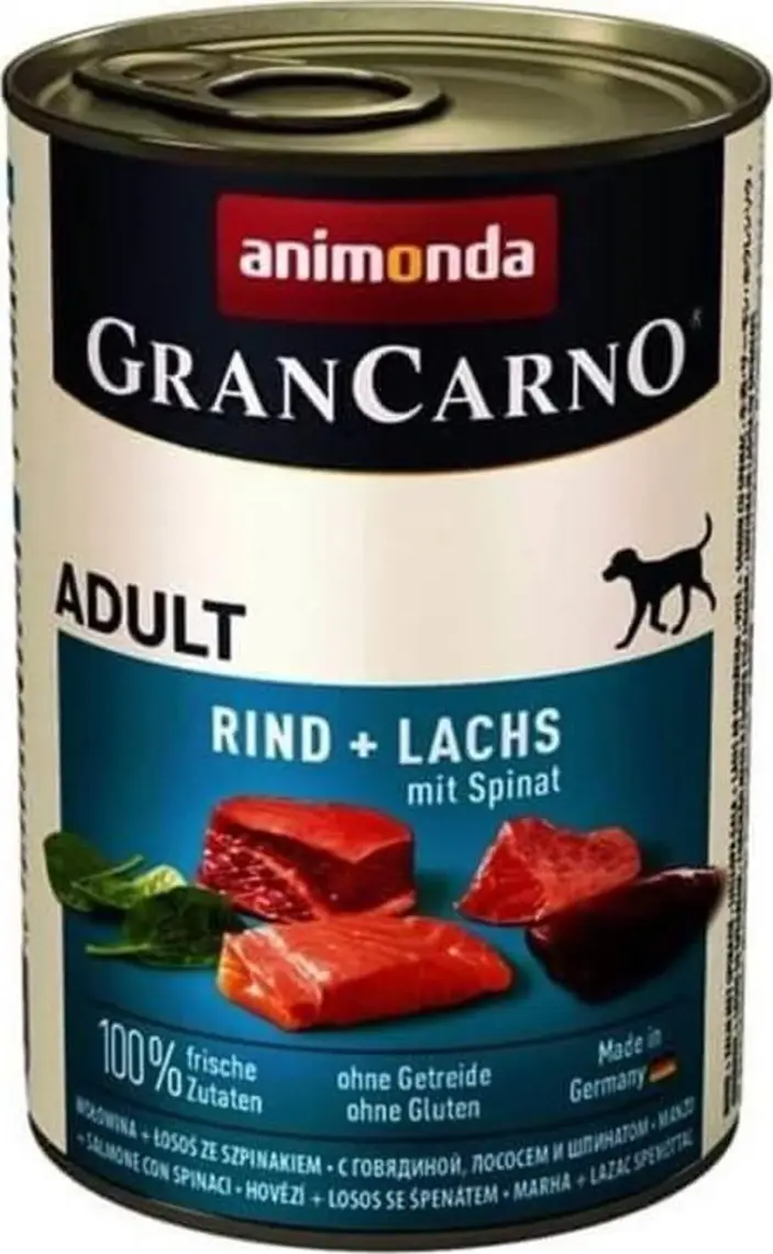 Animonda Gran Carno Sığır Etli ve Ispanaklı Yetişkin Köpek Konservesi 400 gr