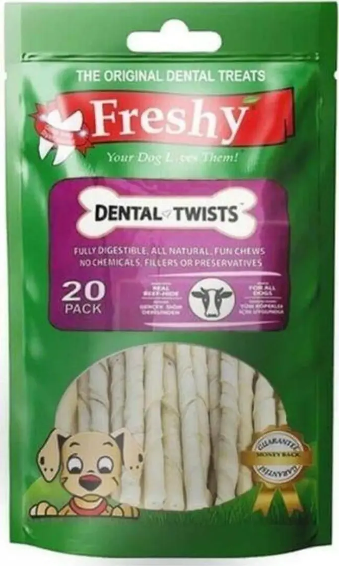 Freshy Dental Twist Burgulu Köepk Çiğneme Çubuk 13 cm 20 adet