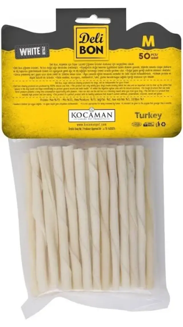 Delibon Burgu Çubuk Orta Boy 50'li Paket Beyaz