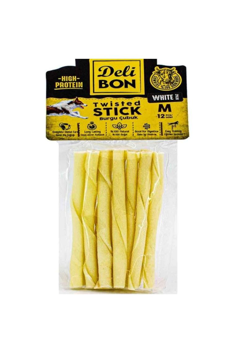 Delibon Deri Twisted 12'li Kalın Beyaz Burgu Çubuk