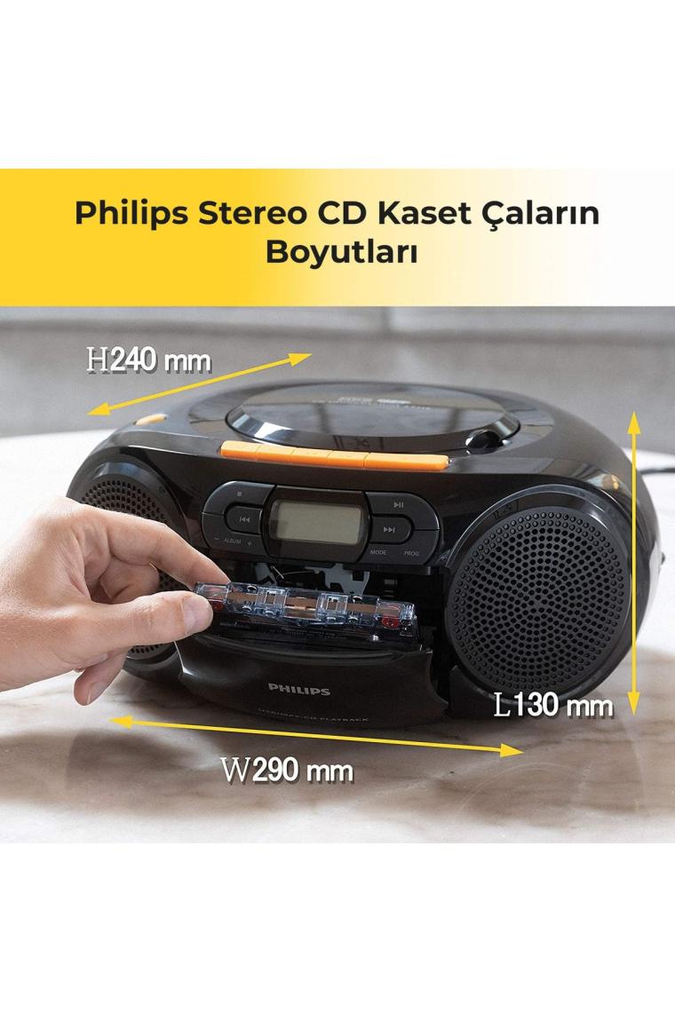 Stereo Cd Kaset Çalar, Taşınabilir Boombox, Usb, Fm, Mp3, Tape, Siyah
