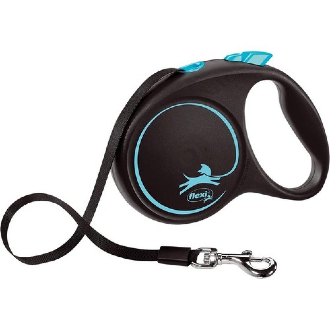 Flexi Black Design Şeritli Otomatik Gezdirme Tasması Mavi-Siyah 5m Large