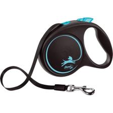 Flexi Black Design Şeritli Otomatik Gezdirme Tasması Mavi-Siyah 5m Large