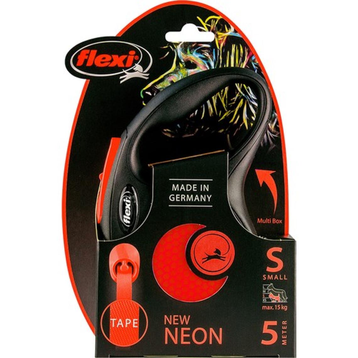 Flexi New Neon 5 m Medium Şerit Otomatik Tasma - Turuncu