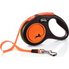 Flexi New Neon 5 m Medium Şerit Otomatik Tasma - Turuncu