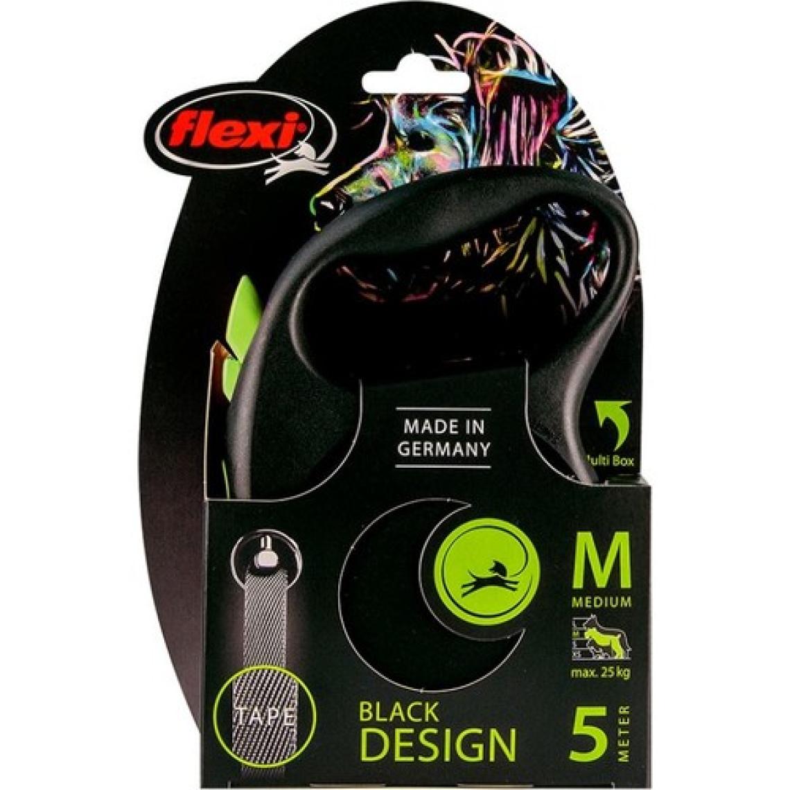 Flexi Black Desing Medium 5 m Şerit Otomatik Köpek Gezdirme Tasması