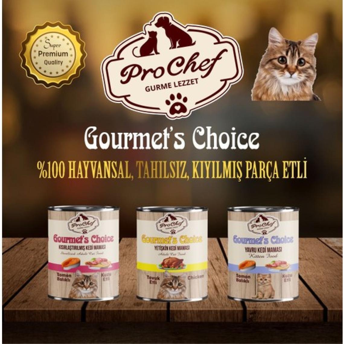 Prochef 24 Adet Gourmet's Choice Kısırlaştırılmış Köpek Maması | 415 gr Somon & Kuzu Etli Konserve Yaş Mama